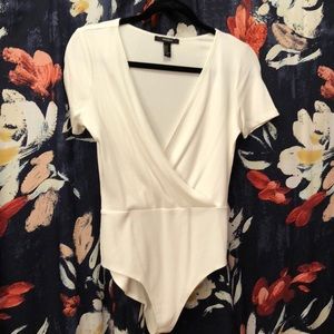 Forever21 white v-neck bodysuit